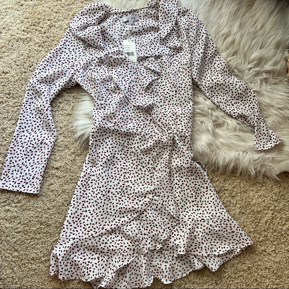Lucy Paris White Long Sleeve Printed Wrap dress - Picture 6 of 12